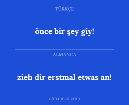 önce bir şey giy! - zieh dir erstmal etwas an!