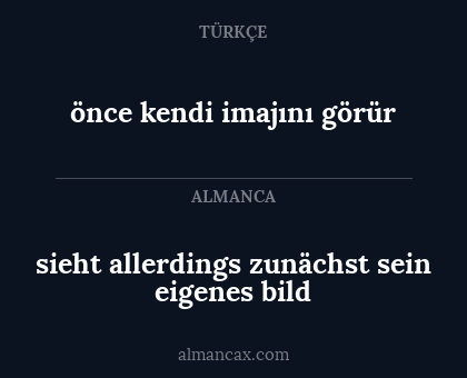 sieht allerdings zunächst sein eigenes bild - önce kendi imajını görür