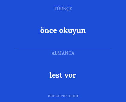 lest vor - önce okuyun