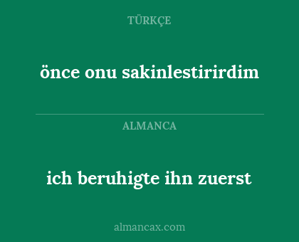 önce onu sakinlestirirdim - ich beruhigte ihn zuerst