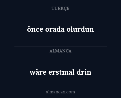 wäre erstmal drin - önce orada olurdun