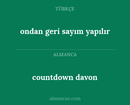 countdown davon - ondan geri sayım yapılır