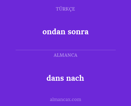 dans nach - ondan sonra