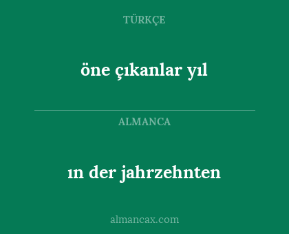 öne çıkanlar yıl - ın der jahrzehnten