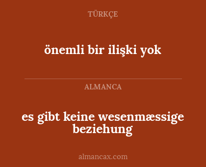 önemli bir ilişki yok - es gibt keine wesenmæssige beziehung