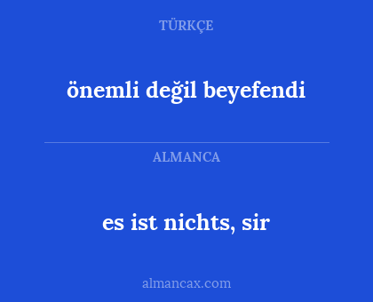 önemli değil beyefendi - es ist nichts, sir