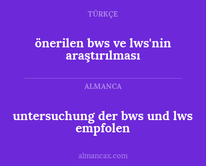 untersuchung der bws und lws empfolen - önerilen bws ve lws'nin araştırılması