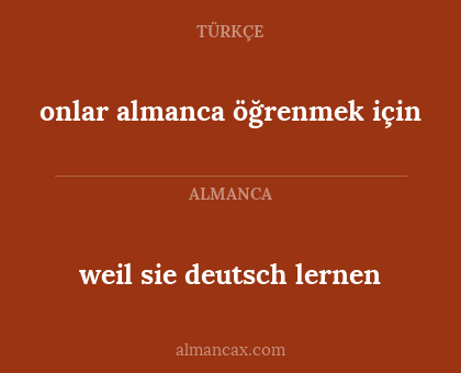 weil sie deutsch lernen - onlar almanca öğrenmek için