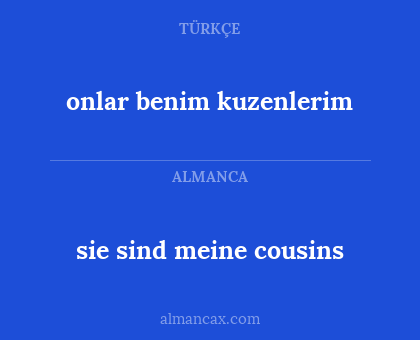 sie sind meine cousins - onlar benim kuzenlerim