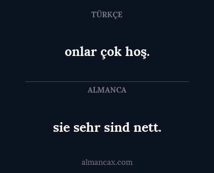 sie sehr sind nett. - onlar çok hoş.