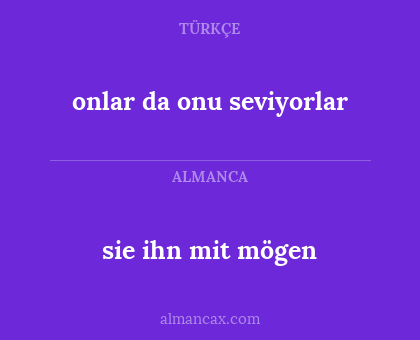 sie ihn mit mögen - onlar da onu seviyorlar