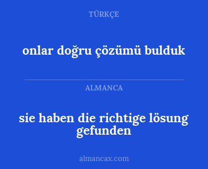 sie haben die richtige lösung gefunden - onlar doğru çözümü bulduk