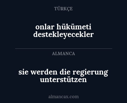 sie werden die regierung unterstützen - onlar hükümeti destekleyecekler