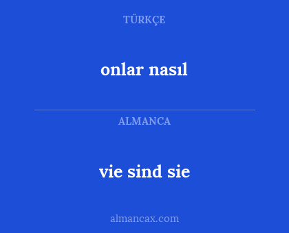 vie sind sie - onlar nasıl