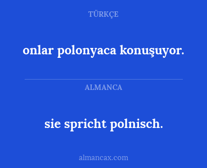 sie spricht polnisch. - onlar polonyaca konuşuyor.