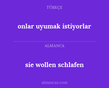 onlar uyumak istiyorlar - sie wollen schlafen