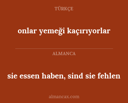 sie essen haben, sind sie fehlen - onlar yemeği kaçırıyorlar
