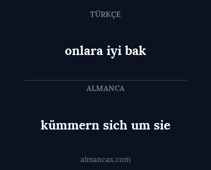 kümmern sich um sie - onlara iyi bak