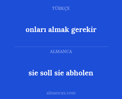 sie soll sie abholen - onları almak gerekir