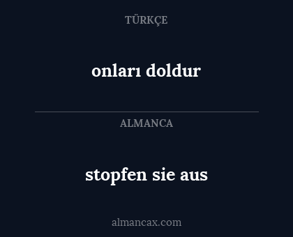 onları doldur - stopfen sie aus
