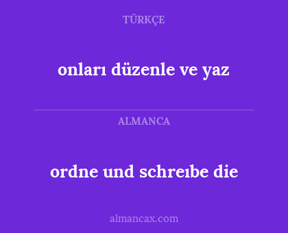 ordne und schreıbe die - onları düzenle ve yaz