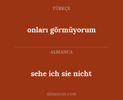 sehe ich sie nicht - onları görmüyorum