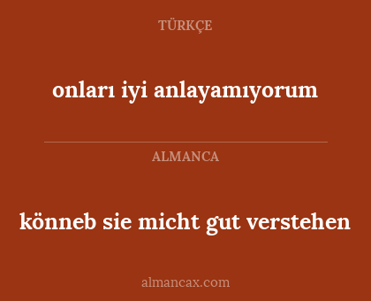 könneb sie micht gut verstehen - onları iyi anlayamıyorum