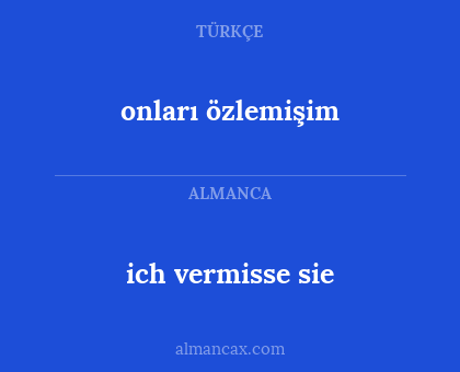 ich vermisse sie - onları özlemişim