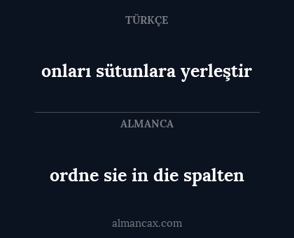 onları sütunlara yerleştir - ordne sie in die spalten