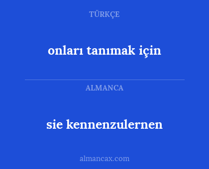 sie kennenzulernen - onları tanımak için