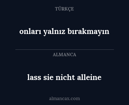 lass sie nicht alleine - onları yalnız bırakmayın