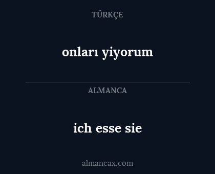 ich esse sie - onları yiyorum