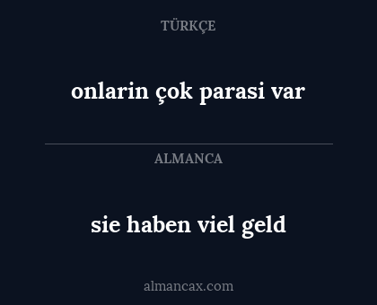 onlarin çok parasi var - sie haben viel geld