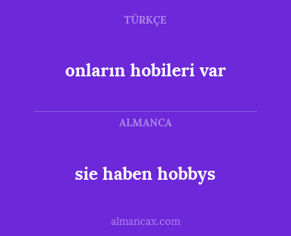 onların hobileri var - sie haben hobbys