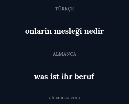 was ist ihr beruf - onlarin mesleği nedir
