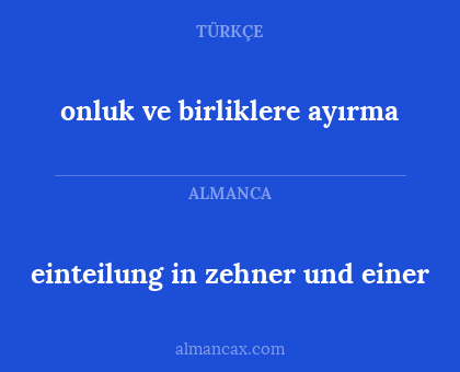 einteilung in zehner und einer - onluk ve birliklere ayırma