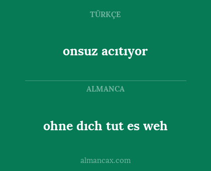 ohne dıch tut es weh - onsuz acıtıyor