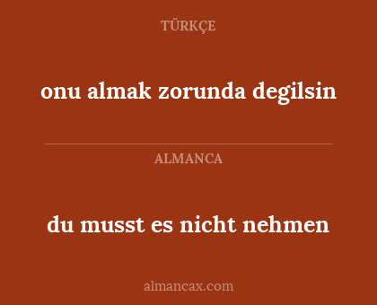 du musst es nicht nehmen - onu almak zorunda degilsin