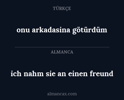 onu arkadasina götürdüm - ich nahm sie an einen freund