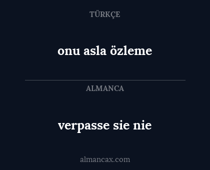 verpasse sie nie - onu asla özleme