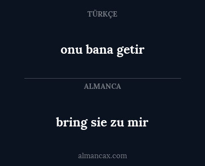 bring sie zu mir - onu bana getir