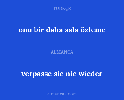 verpasse sie nie wieder - onu bir daha asla özleme