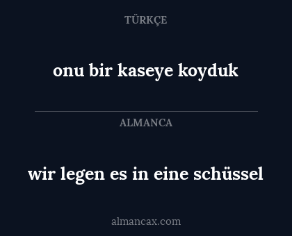wir legen es in eine schüssel - onu bir kaseye koyduk