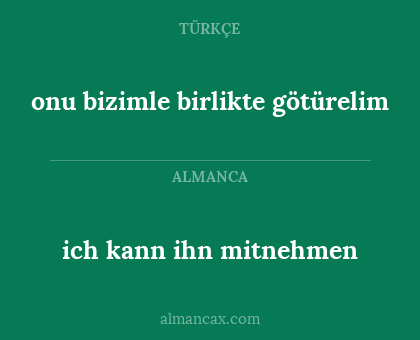 ich kann ihn mitnehmen - onu bizimle birlikte götürelim