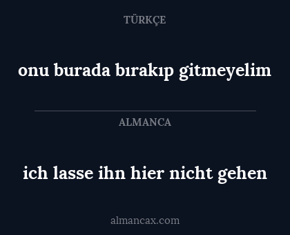 ich lasse ihn hier nicht gehen - onu burada bırakıp gitmeyelim