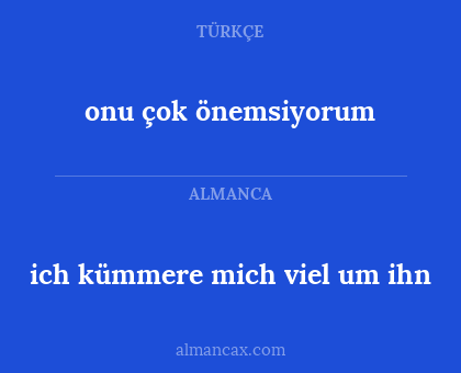 onu çok önemsiyorum - ich kümmere mich viel um ihn