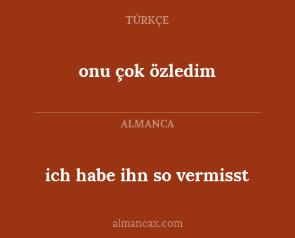 onu çok özledim - ich habe ihn so vermisst