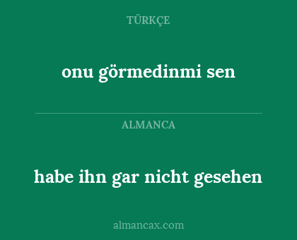 onu görmedinmi sen - habe ihn gar nicht gesehen