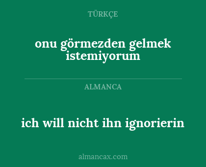 ich will nicht ihn ignorierin - onu görmezden gelmek istemiyorum