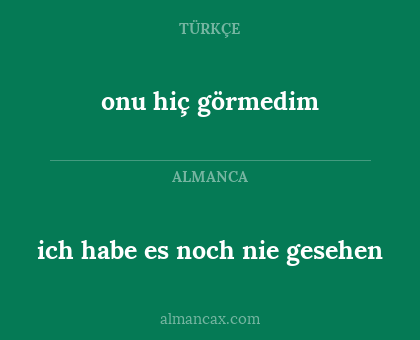 ich habe es noch nie gesehen - onu hiç görmedim